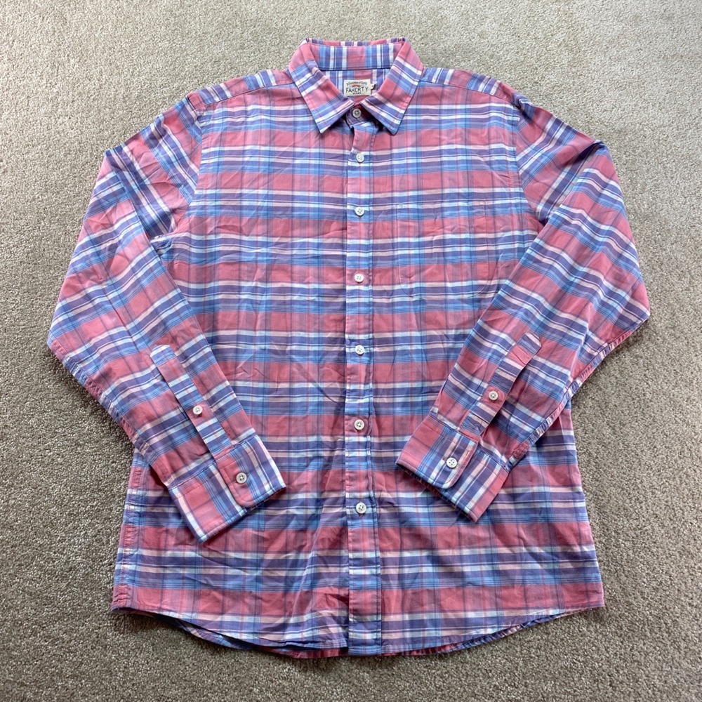 Faherty Brand Shirt Mens Size Medium Plaid‎ Long Sleeve Button Up Multicolored